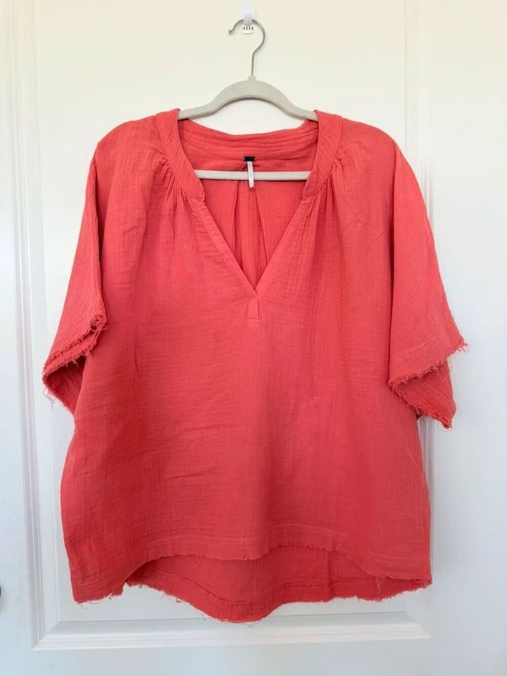 Young Fabulous & Broke Gauze Dolman Coral V-Neck Top - M